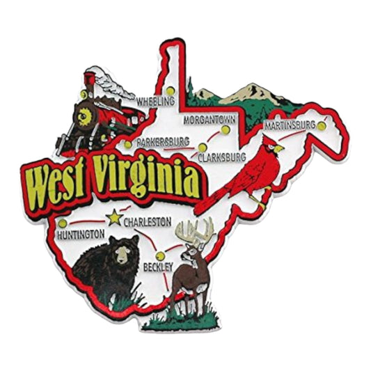 West Virginia State Map and Landmarks Collage Fridge Collectible Souvenir Magnet FMC