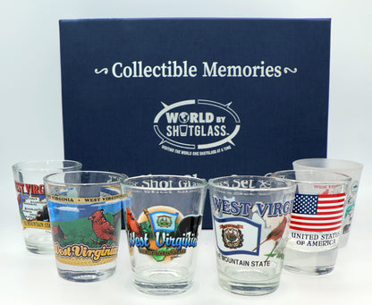 West Virginia United States USA Souvenir Boxed Shot Glass Set (Set of 6)