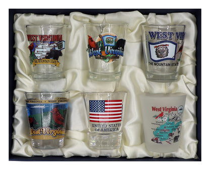 West Virginia United States USA Souvenir Boxed Shot Glass Set (Set of 6)