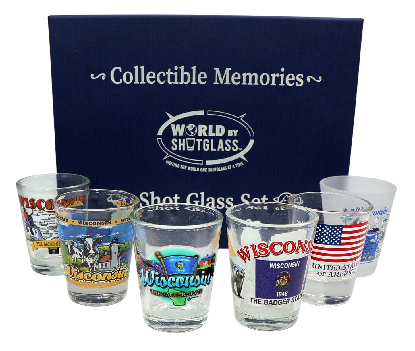 Wisconsin United States USA Souvenir Boxed Shot Glass Set (Set of 6)