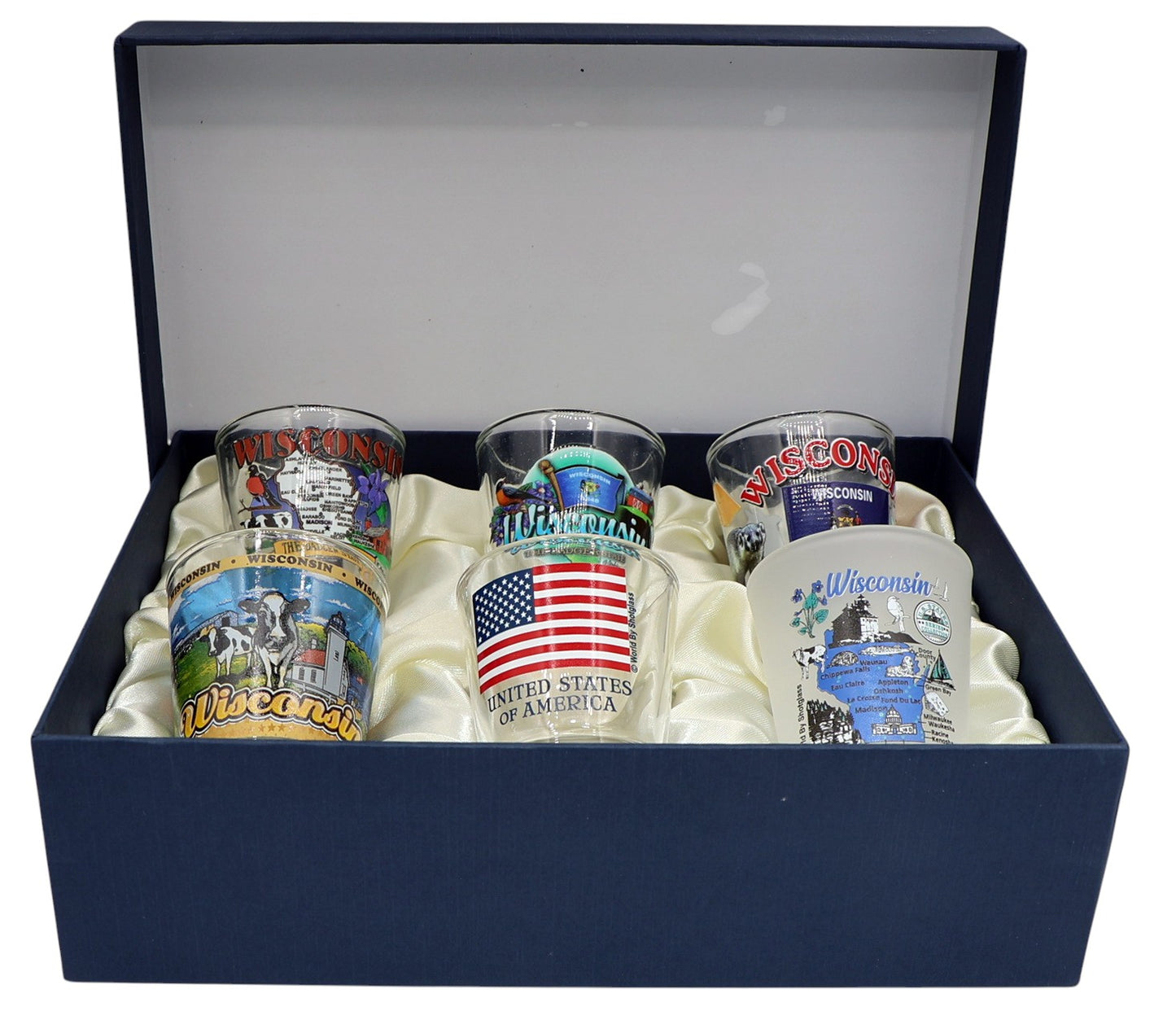 Wisconsin United States USA Souvenir Boxed Shot Glass Set (Set of 6)