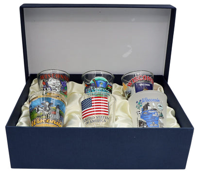 Wisconsin United States USA Souvenir Boxed Shot Glass Set (Set of 6)