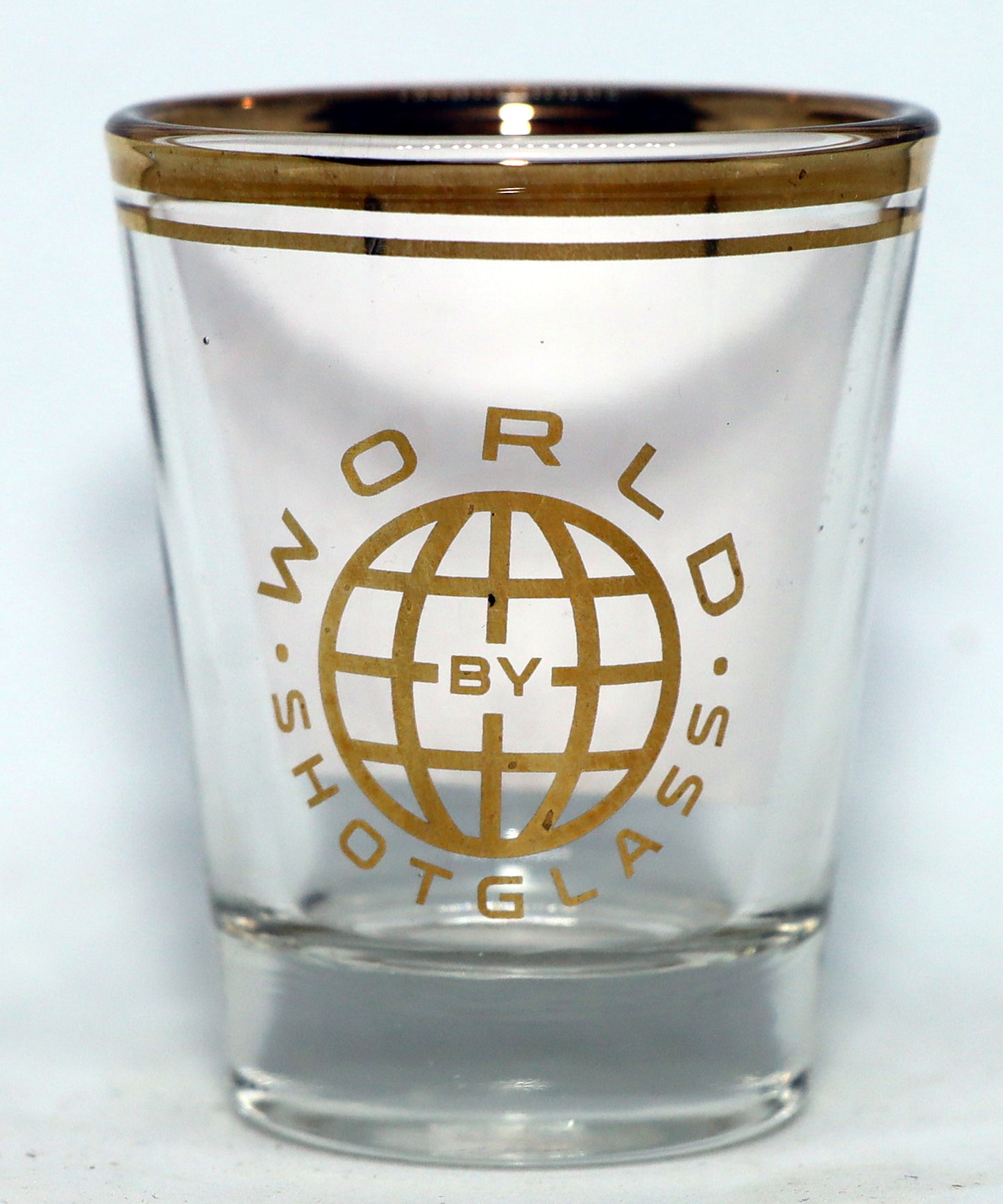 World By Shotglass Golden Globe w/Gold Rim Shot Glass