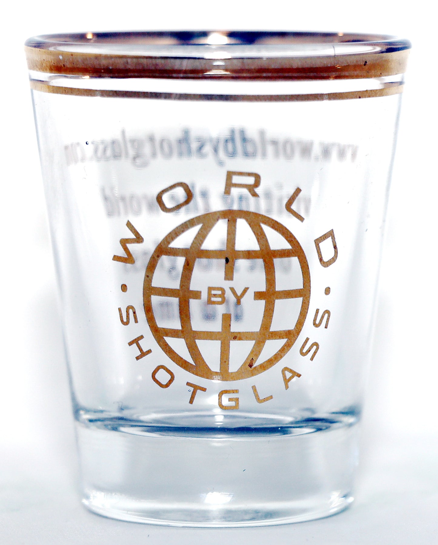 World By Shotglass Golden Globe w/Gold Rim Shot Glass