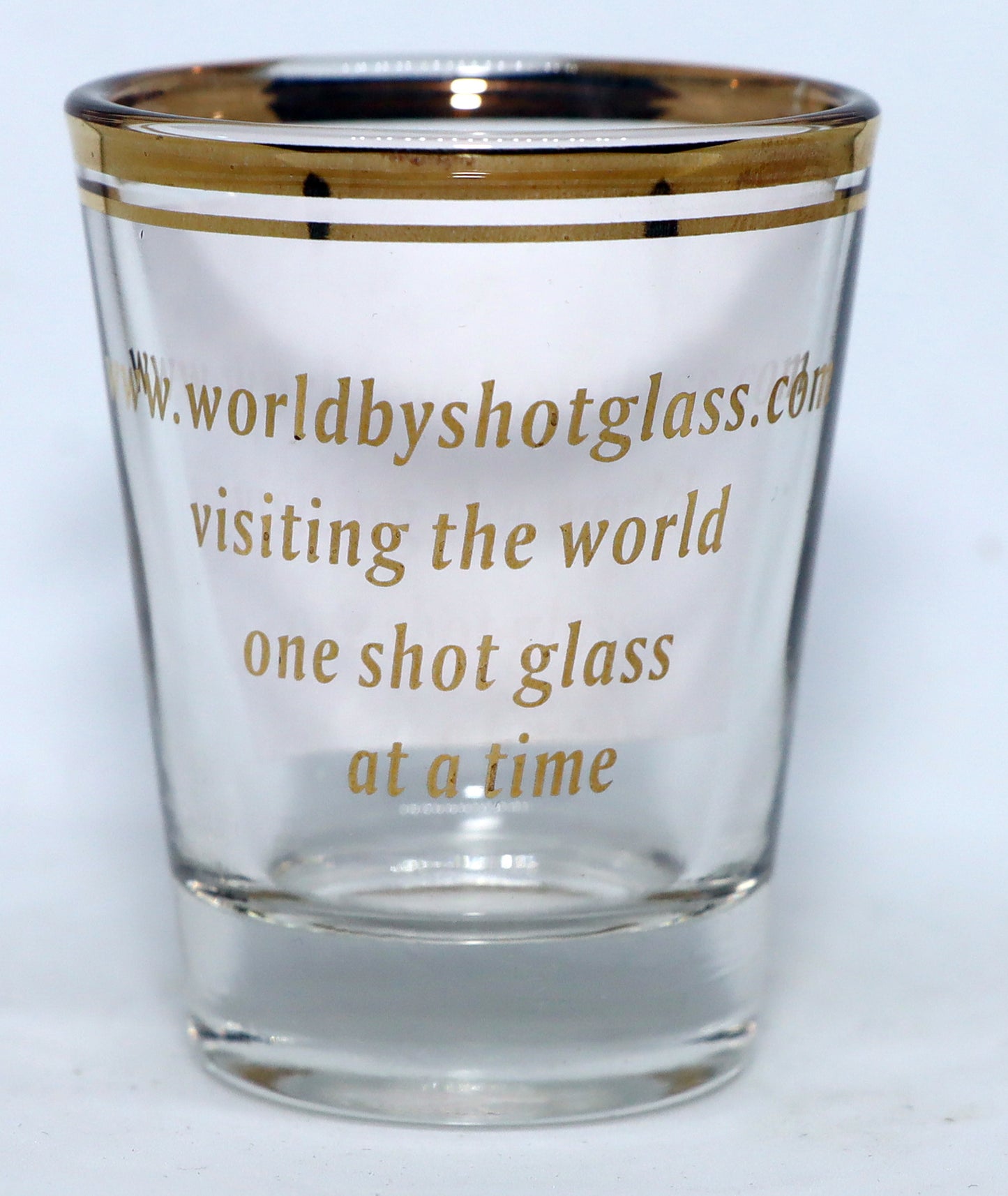 World By Shotglass Golden Globe w/Gold Rim Shot Glass