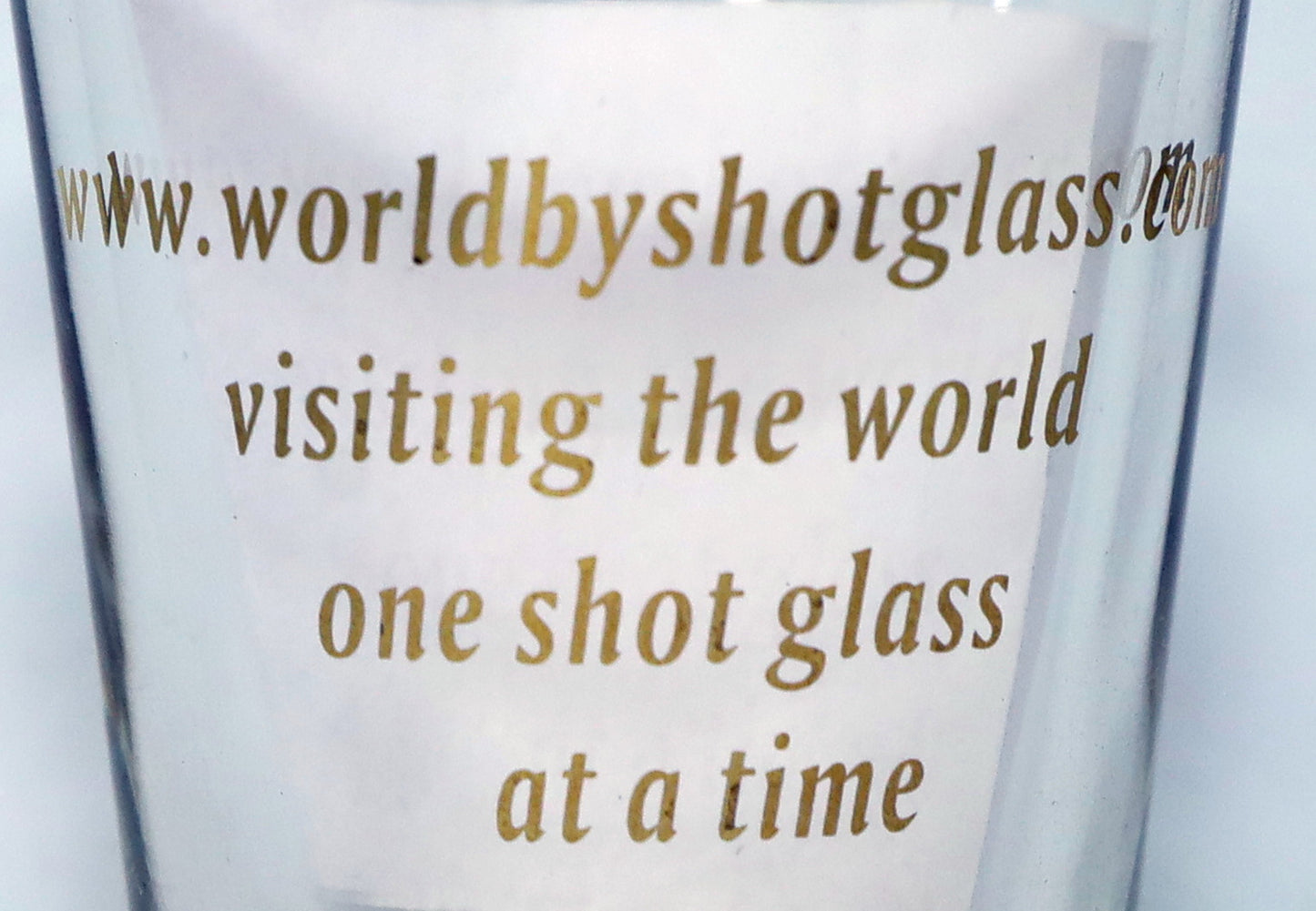 World By Shotglass Golden Globe w/Gold Rim Shot Glass