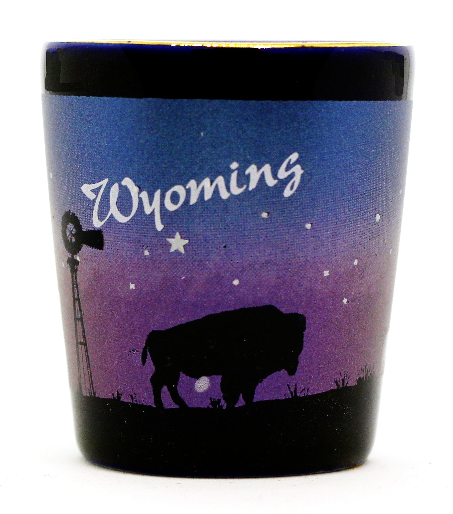 Wyoming Cobalt Prairie Scene Shot Glass