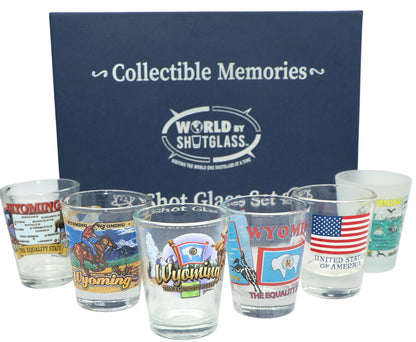 Wyoming United States USA Souvenir Boxed Shot Glass Set (Set of 6)