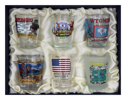 Wyoming United States USA Souvenir Boxed Shot Glass Set (Set of 6)
