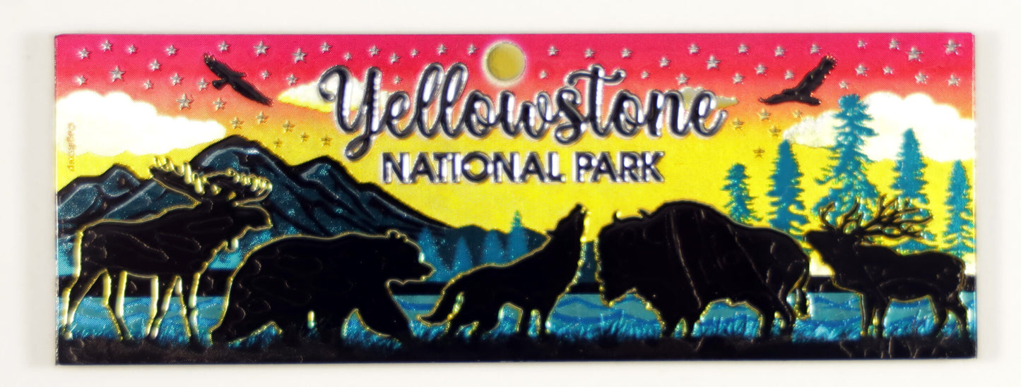 Yellowstone National Park Animals Foil Magnet 5" X 1.75" x 0.125"