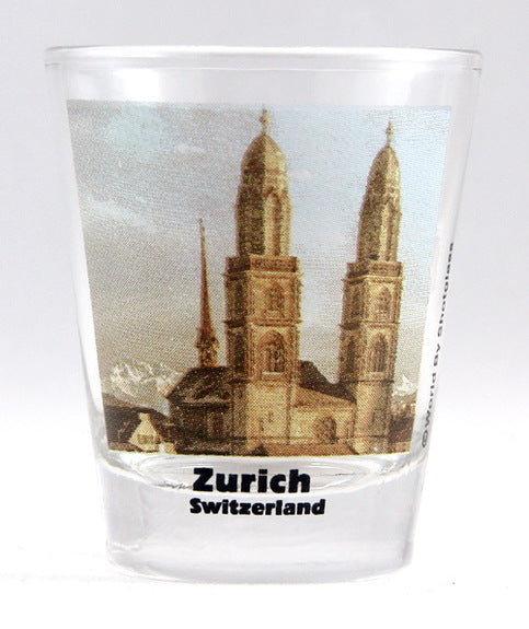 Zurich Switzerland The Grossmünster Church Color Photo Shot Glass