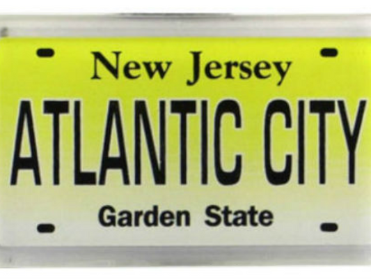 Atlantic City New Jersey License Plate Small Fridge Acrylic Collector's Souvenir Magnet 2 inches X 1.25 inches