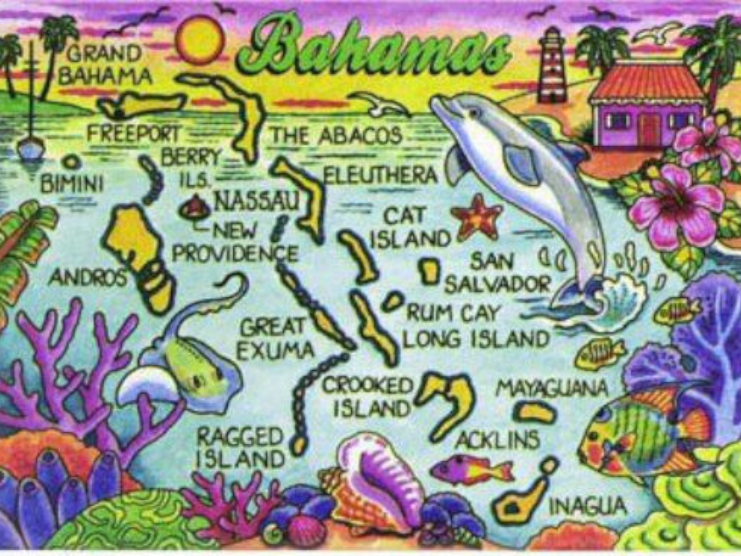 Bahamas Map Caribbean Fridge Collector's Souvenir Magnet 2.5 inches X 3.5 inches