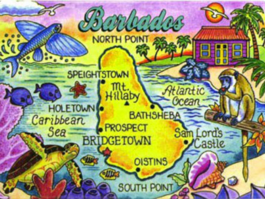 Barbados Map Caribbean Fridge Collector's Souvenir Magnet 2.5 inches X 3.5 inches