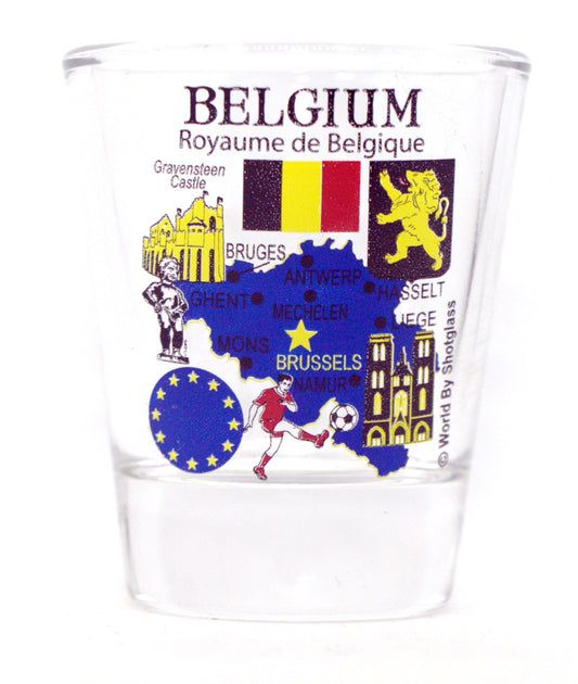 Belgium EU Series Landmarks and Icons Collage Shot Glass