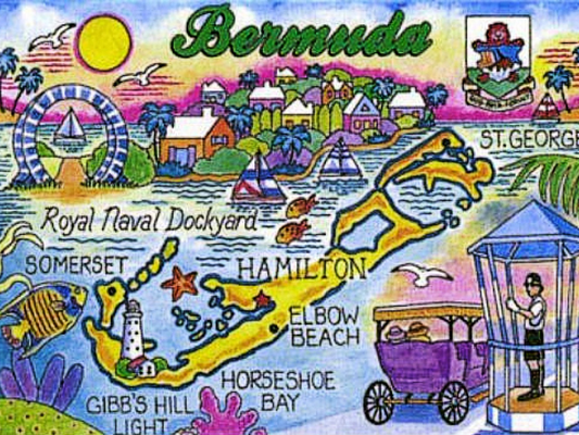 Bermuda Map Caribbean Fridge Collector's Souvenir Magnet 2.5 inches X 3.5 inches