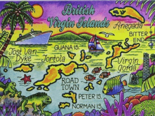 British Virgin Islands Tortola Map Caribbean Fridge Collector's Souvenir Magnet 2.5 inches X 3.5 inches