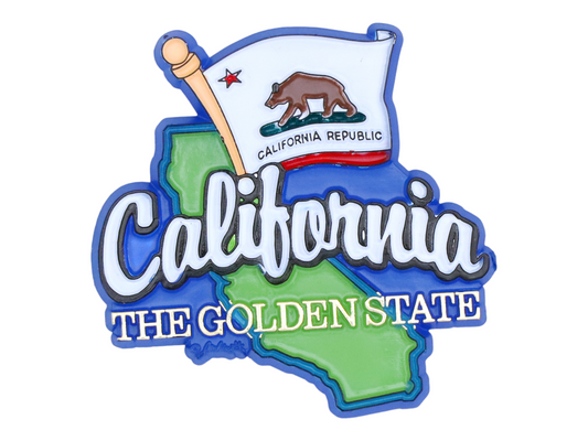 California State Map-Flag Fridge Collectible Souvenir Magnet