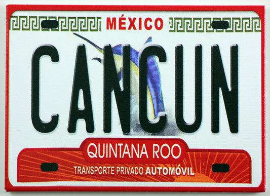 Cancun Mexico License Plate Fridge Collector's Souvenir Magnet 2.5" X 3.5"