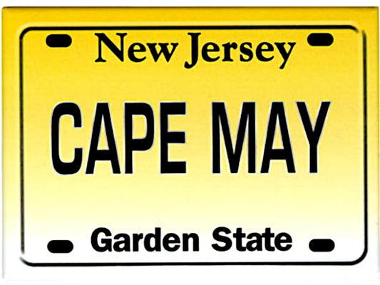 Cape May New Jersey License Plate Fridge Collector's Souvenir Magnet 2.5 inches X 3.5 inches