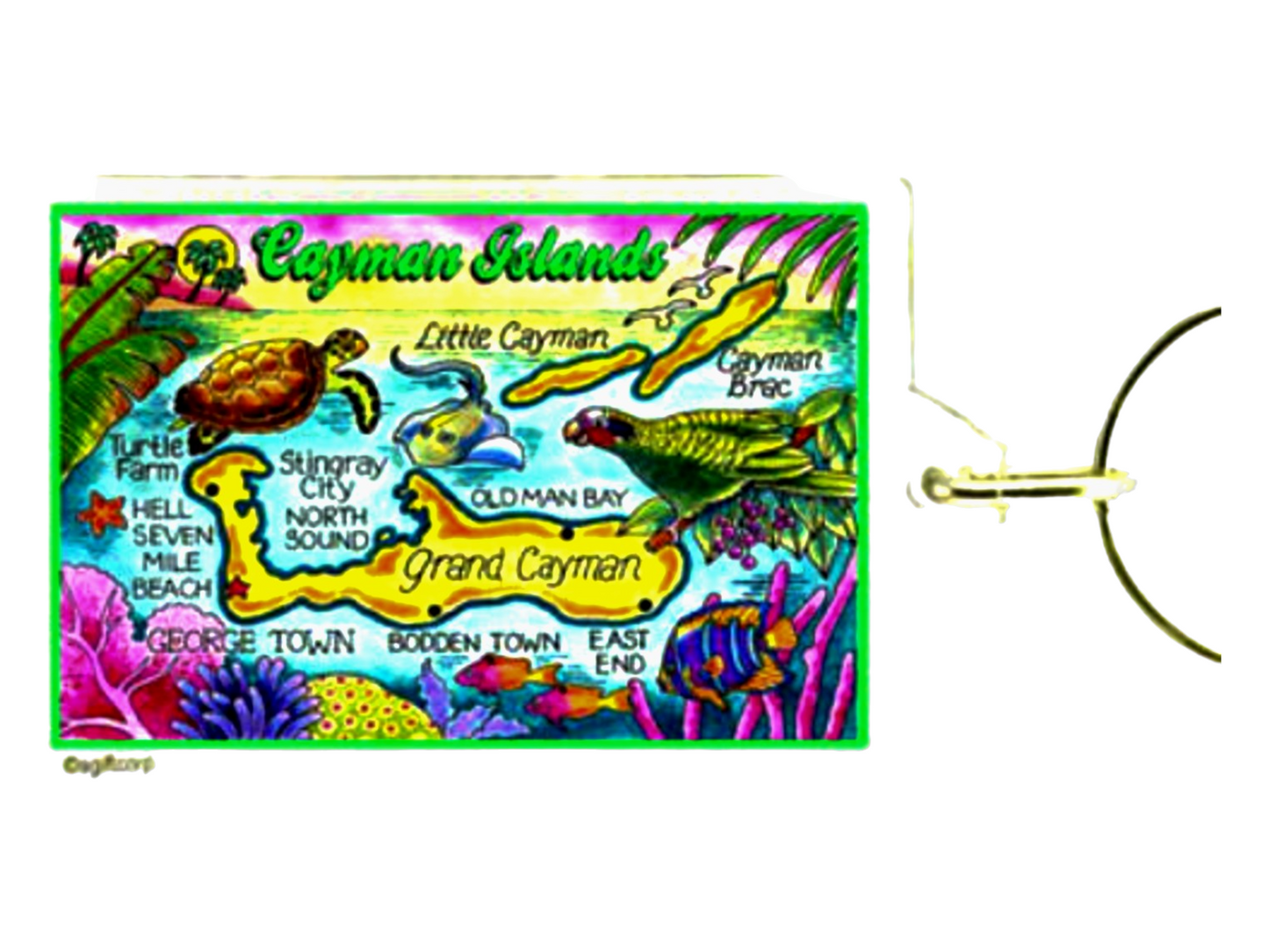 Cayman Islands Map Acrylic Rectangular Souvenir Keychain 2.5 inches X 1.5 inches