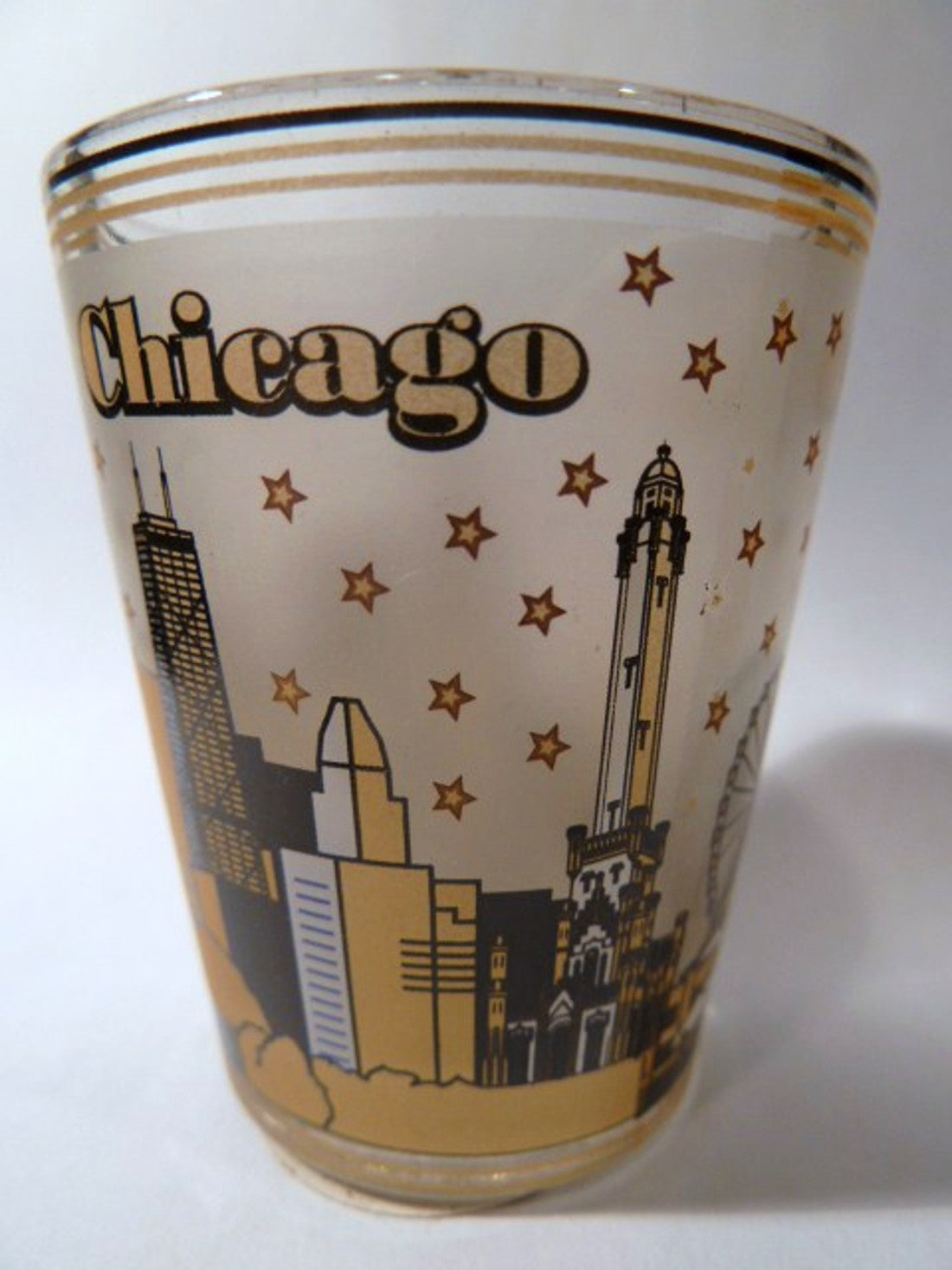 Chicago Illinois Black and Gold Skyline Shot Glass