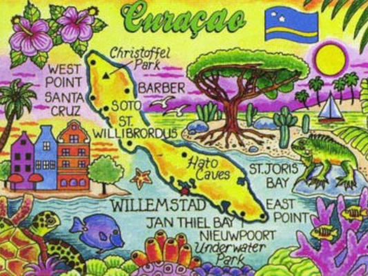 Curacao Map Caribbean Fridge Collector's Souvenir Magnet Classic Design 2.5" X 3.5"
