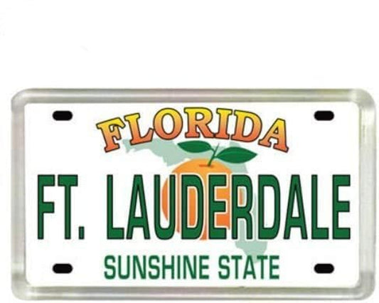 Fort Lauderdale Florida License Plate Acrylic Small Fridge Collector's Souvenir Magnet 2 inches X 1.25 inches