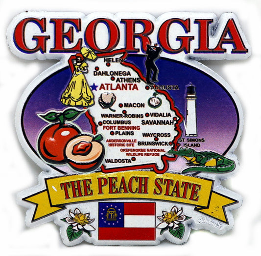Georgia State Elements Map Fridge Collectible Souvenir Magnet