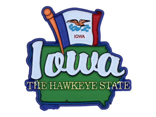 Iowa State Map-Flag Fridge Collectible Souvenir Magnet
