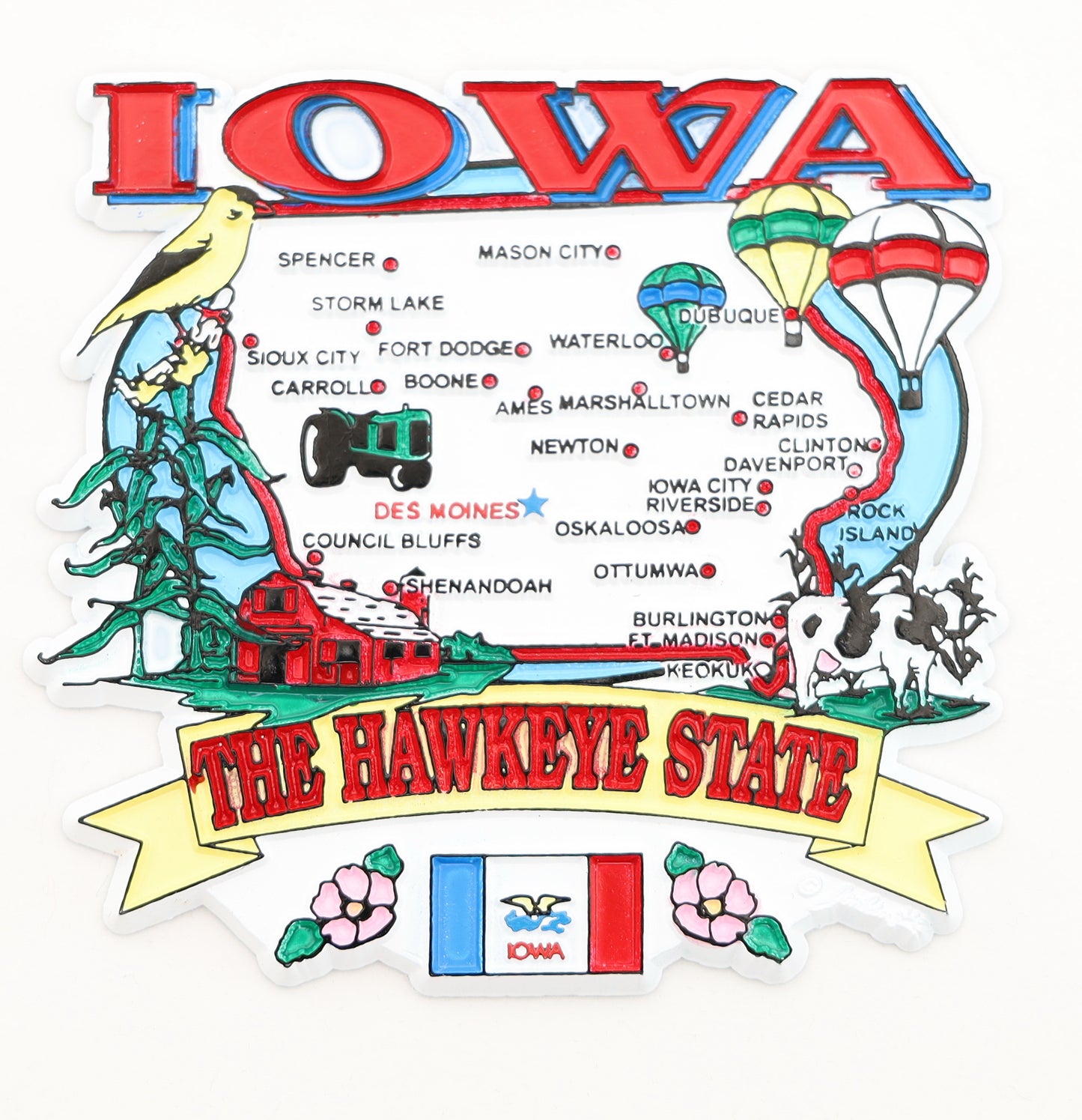 Iowa State Elements Map Fridge Collectible Souvenir Magnet