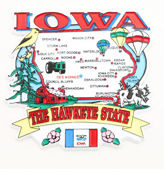 Iowa State Elements Map Fridge Collectible Souvenir Magnet