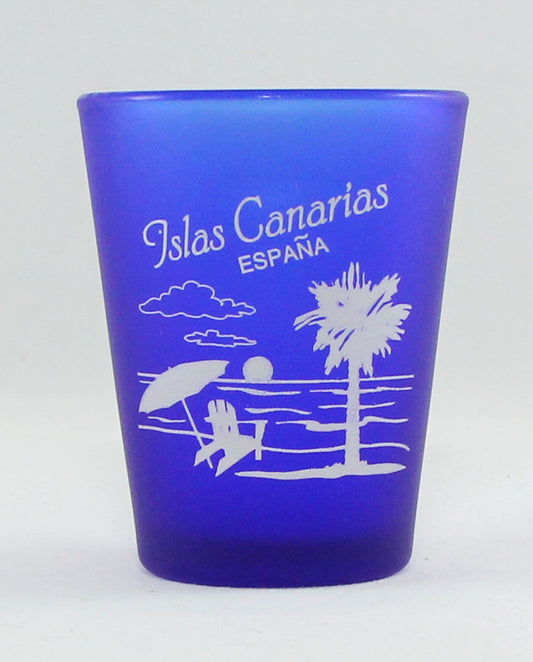Canary Islands Spain Cobalt Blue Frosted Shot Glass