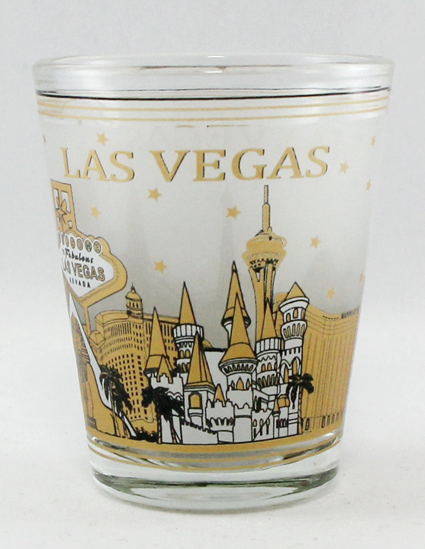 Las Vegas Nevada Black & Gold Skyline Shot Glass