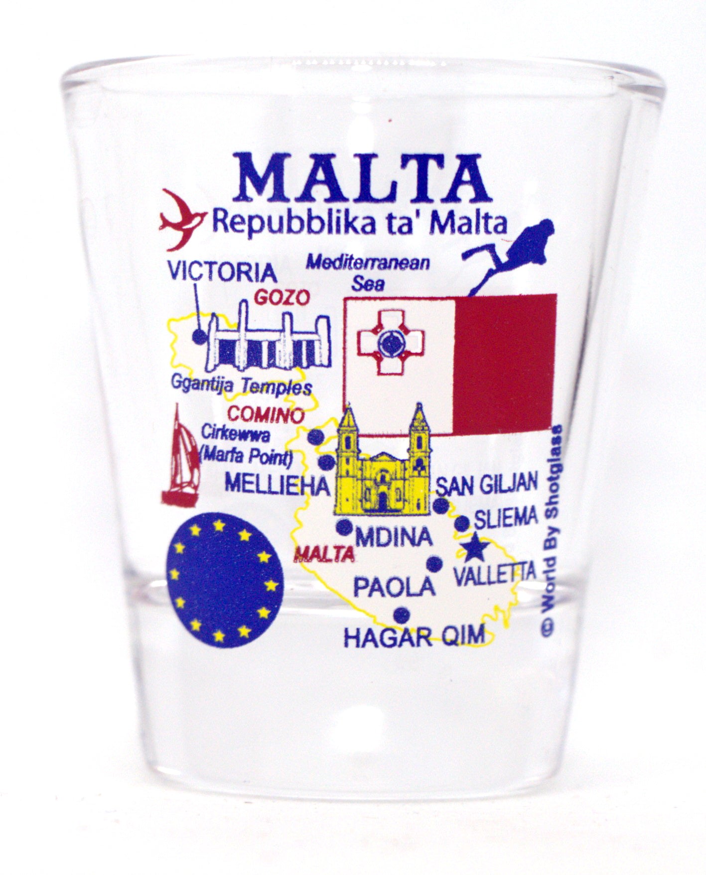 Malta EU Series Landmarks and Icons Collage Shot Glass