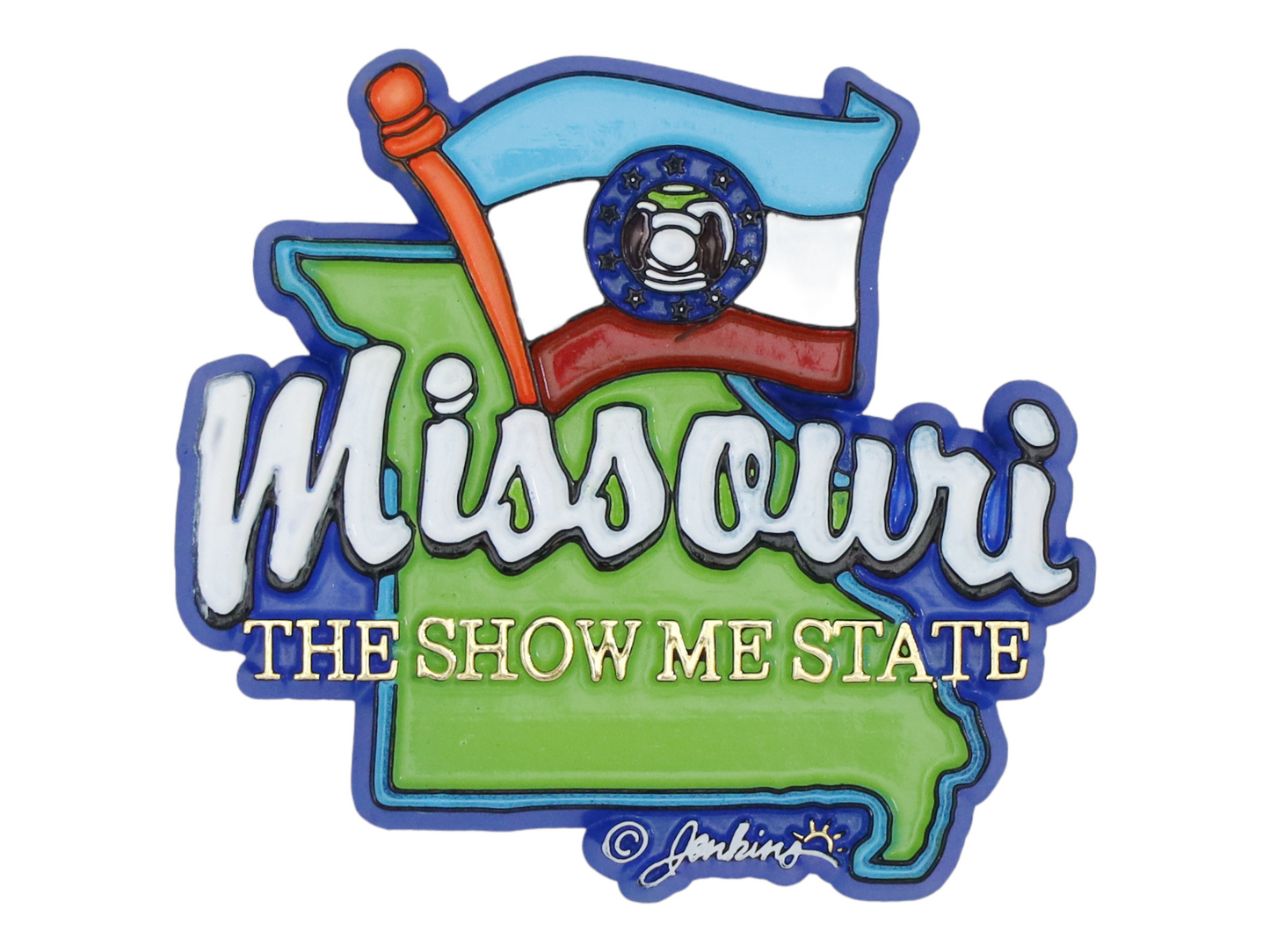 Missouri State Map-Flag Fridge Collectible Souvenir Magnet