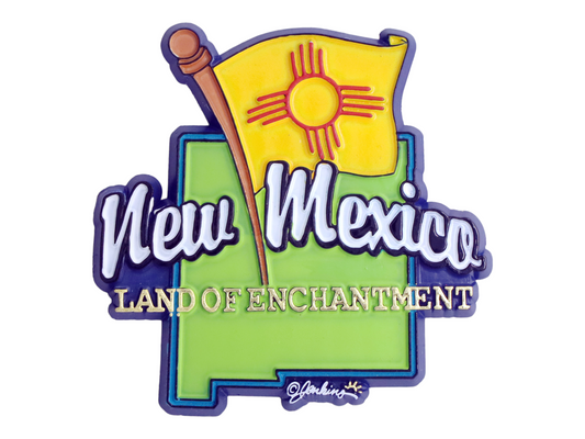 New Mexico State Map-Flag Fridge Collectible Souvenir Magnet