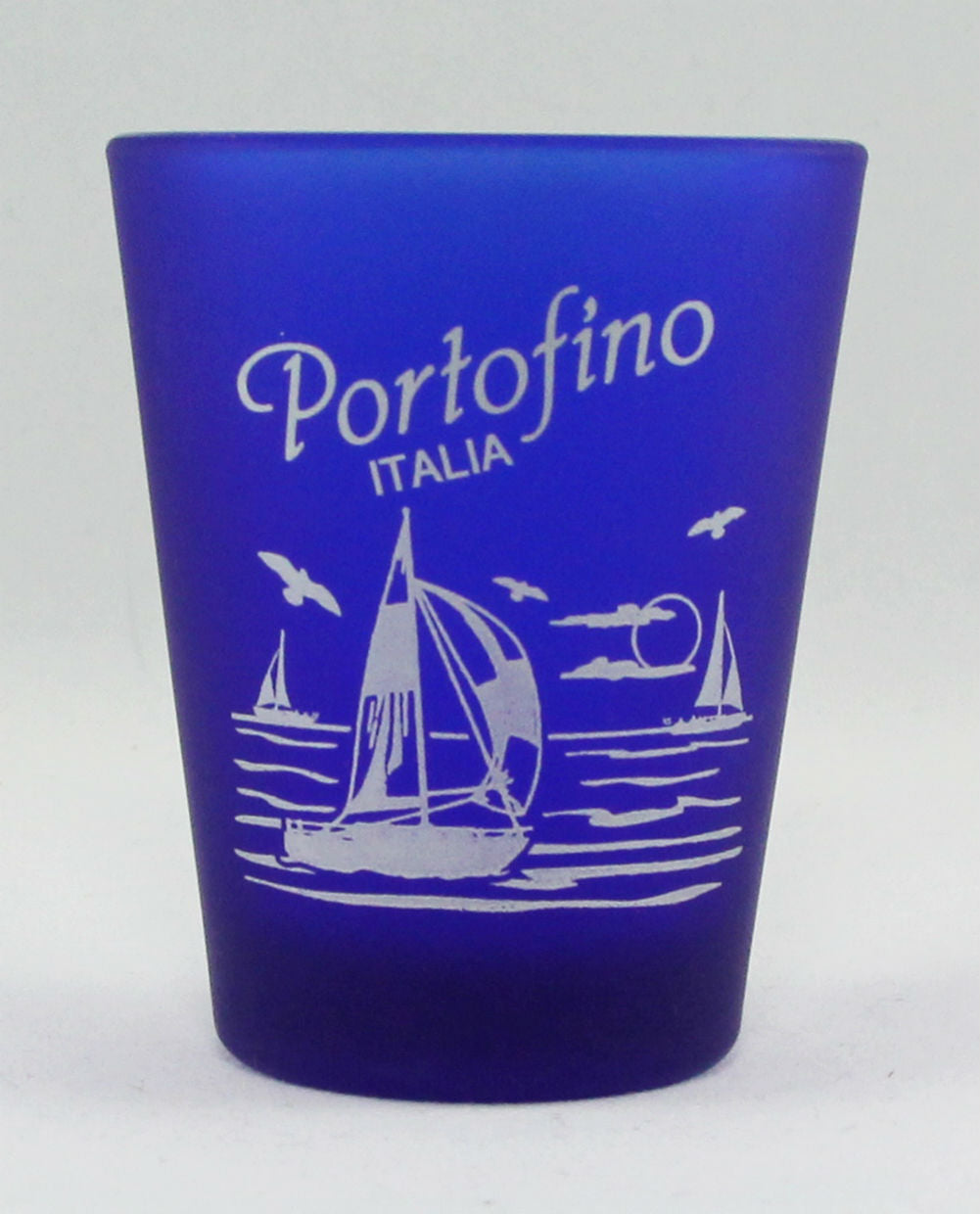 Portofino Italy Cobalt Blue Frosted Shot Glass