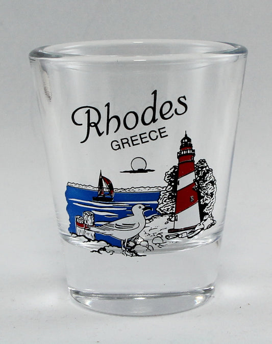 Rhodes Greece Lighthouse Scene Shot Glass