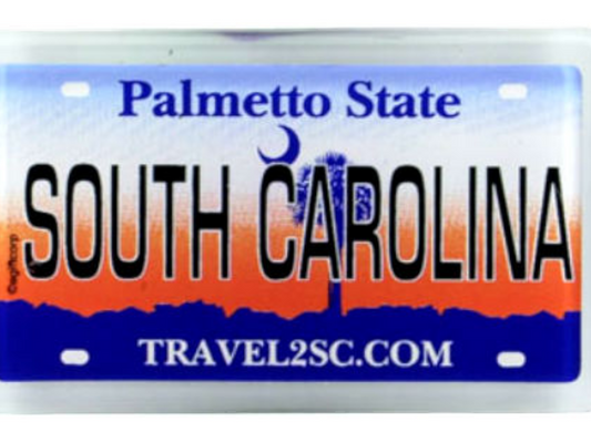 South Carolina License Plate Small Fridge Acrylic Collector's Souvenir Magnet 2" X 1.25"