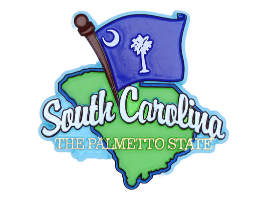 South Carolina State Map-Flag Fridge Collectible Souvenir Magnet