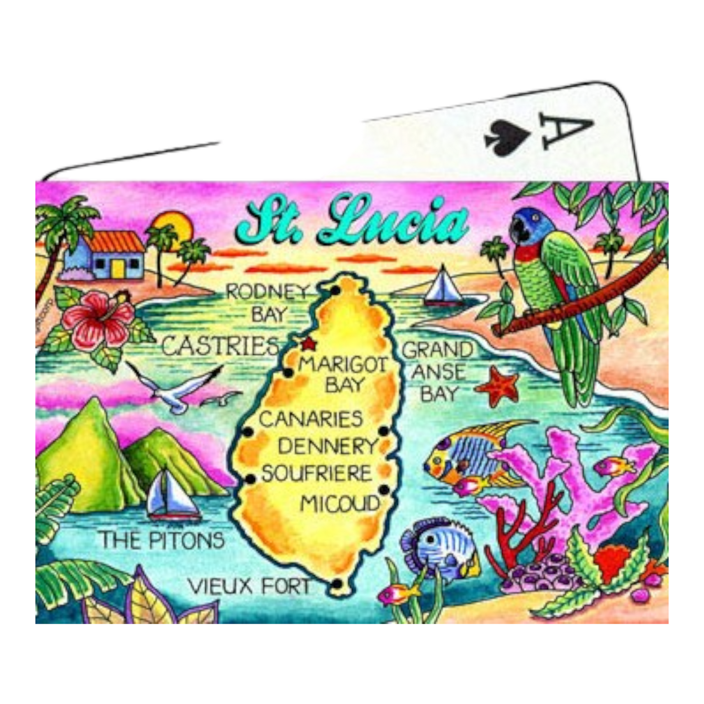 St. Lucia Map Collectible Souvenir Playing Cards