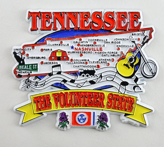 Tennessee State Elements Map Fridge Collectible Souvenir Magnet