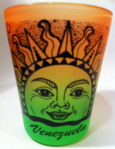 Venezuela Sun Neon Orange/Neon Green Shot Glass