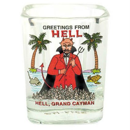 Cayman Islands Greetings From Hell Grand Cayman Square Shot Glass